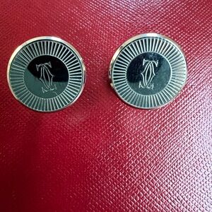 Double C de Cartier cufflinks with Sunray motif in sterling silver
